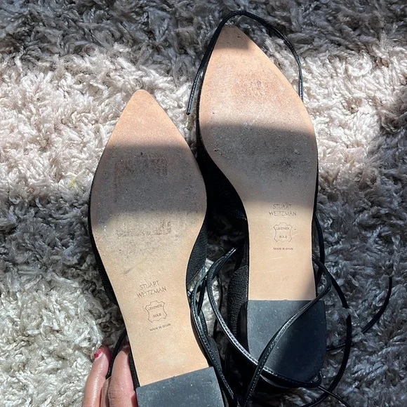 Stuart Weitzman Black Laceup Ballet Flats - Picture 5 of 7